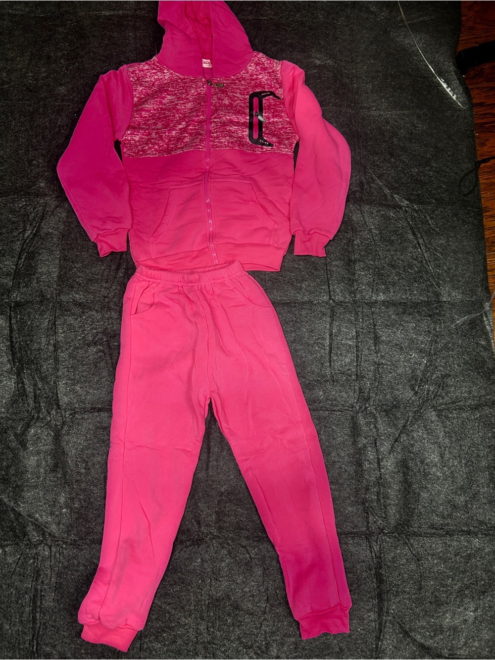 Girls Bright Pink Hooded Jacket & Jogger Matching Set